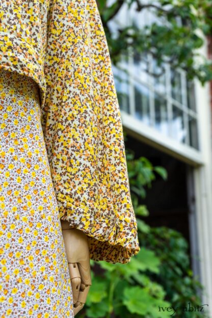 Wilhemena Jacket in Yellow Days Soft Floral Knit; Porte Cochere Frock in Yellow Days Floral Weave; Limited Edition Cilla Slip Frock in Shipsail Embroidered Voile. Ivey Abitz at Boscobel House and Gardens
