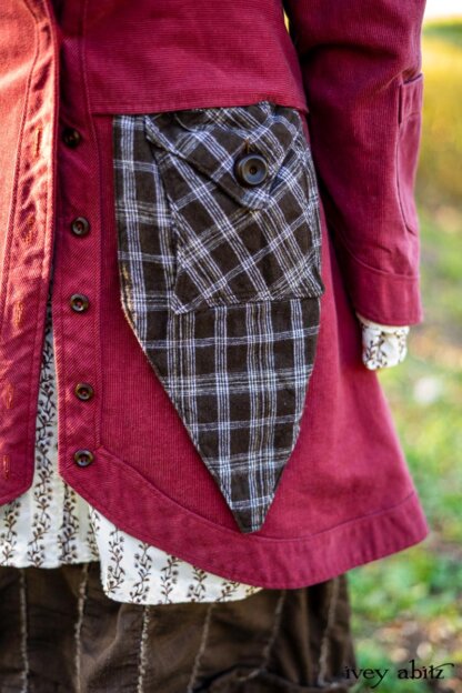 Montague Jacket in Independence Washed Cord; Baedeker Scarf in Dignity Soft Plaid Flannel; Pierrepont Shirt in Dignity Washed Vine Silk; Harrison Frock in Dignity Embroidered Looped Stripe Challis; Cilla Slip Frock in Unity Soft Ribbed Knit. Location: Beside creek and entrance to Eleanor Roosevelt National Historic Site.