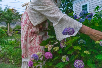 Crest Jacket in Ethereal Cream Lace Netted Knit; Crest Frock in Cape Rose Floral Voile; Blanchefleur Sash in Cape Rose Floral Voile; Heraldry Frock in Cape Rose Floral Voile. Ivey Abitz Bespoke Clothing.