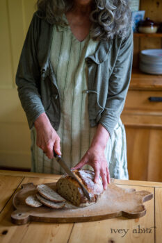 Ans Jacket in Woodlawn Melange Knit; Vanetten Frock in Seagrass Washed Stripe Linen. Ivey Abitz Bespoke Clothing.