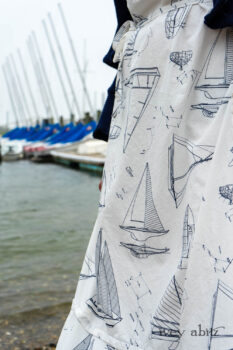 Crest Jacket in National Seashore Washed Ribbed Knit; Harrison Frock in National Seashore Sail Cotton; Cilla Slip Frock in Sailcloth Soft Ribbed Knit. Ivey Abitz Bespoke Clothing.