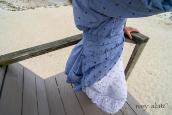 Pierrepont Shirt in Estuary Hope and Sail Embroidered Cotton; Gabled Frock in Sailcloth Hope and Sail Embroidered Cotton; Cilla Slip Frock in Sailcloth Soft Ribbed Knit. Ivey Abitz Bespoke Clothing.