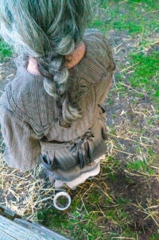 Hudson Duster Coat in Earthen Embroidered Stripe Gauze; Hudson Frock in Earthen Washed Stripe Linen; Cilla Slip Frock in Sailcloth Washed Ribbed Knit. Ivey Abitz Bespoke Clothing.