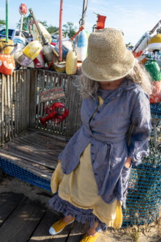 Au Sable Shirt in Cape Sunrise Washed Linen; Au Sable Frock in Summer Land Washed Voile; Clemmie Frock in Cape Sunrise Washed Linen. Ivey Abitz Bespoke Clothing.