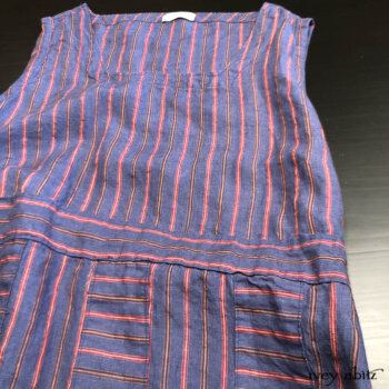 Our striped linens are very happy in our Campanella Frock.