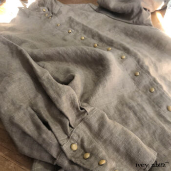 Truitt Shirt Jacket in an in-house washed natural linen, adorned with antique buttons.