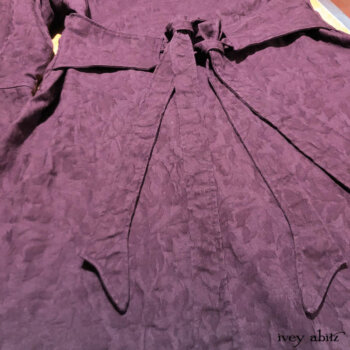 Detail of a Heraldry Duster Coat with our signature back tabs/ties as an option.