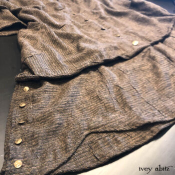 Harrison Duster Coat is especially striking in this incredible Dignity Old World Stripe Weave!