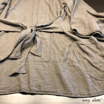 Hudson Duster Coat in one of the softest pinstripe weaves we've had. So cozy and comfortable, yet clever and unique in the Hudson.