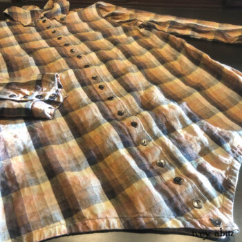 Camille Shirt in our now sold out plaid linen.