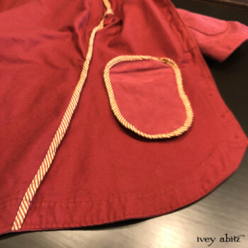 Interior sneak peek at our Montague Jacket. We oftentimes finish the inside of a duster coat to complement the other garments our clients have chosen to wear with it. This Montague is going to be enjoyed alongside a pair of striped Montague Trousers and Truitt Vest.