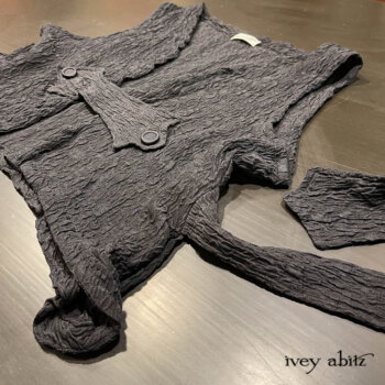 Camille Vest in Noir Puckered Washed Silk.