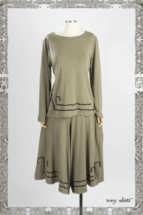 Roycroft Cardigan in Iron Soft and Stretchy Knit; Lounging Shirt in Joyful Green Soft and Stretchy Knit; Lounging Loungers in Joyful Green Soft and Stretchy Knit.