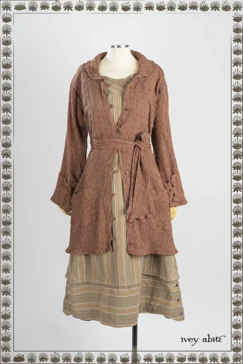 Wright Shirt Jacket in Copper Variegated Crinkled Weave; Oceana Frock in Lifetime Washed Plaid Twill.