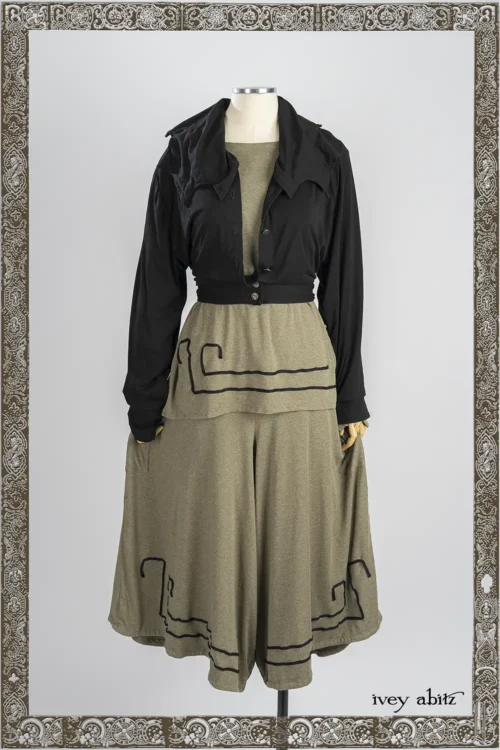 Roycroft Cardigan in Iron Soft and Stretchy Knit; Lounging Shirt in Joyful Green Soft and Stretchy Knit; Lounging Loungers in Joyful Green Soft and Stretchy Knit.