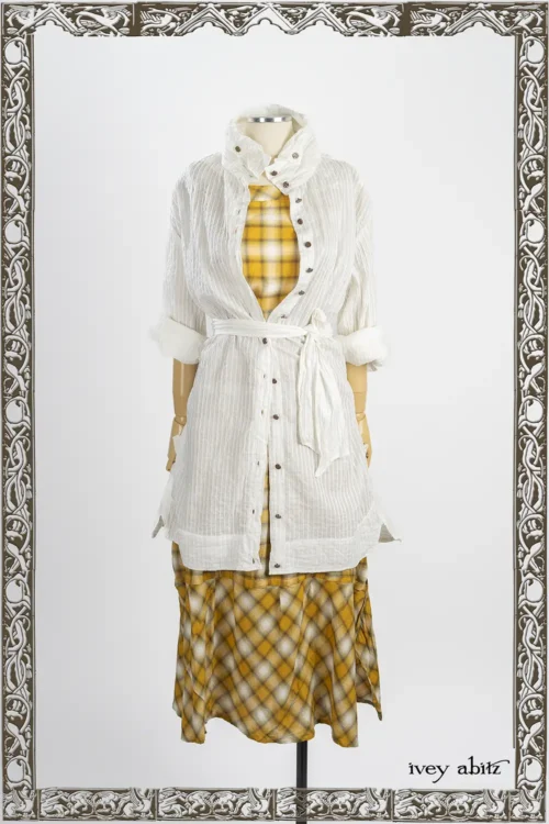 Vanetten Shirt in Everyday Pin Tucked Voile; Wright Frock in Ember Soft Plaid.