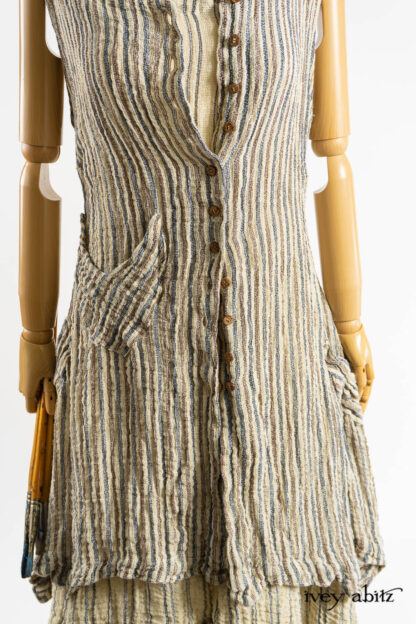 Ellis Frock in Academic and Realism Rustic Stripe; Liberté Frock in Academic Rustic Stripe; Cilla Slip Frock in Dada Silkiest Knit; Hapgood Hat in Realism Crushed Weave; Nouvelle Necklace.
