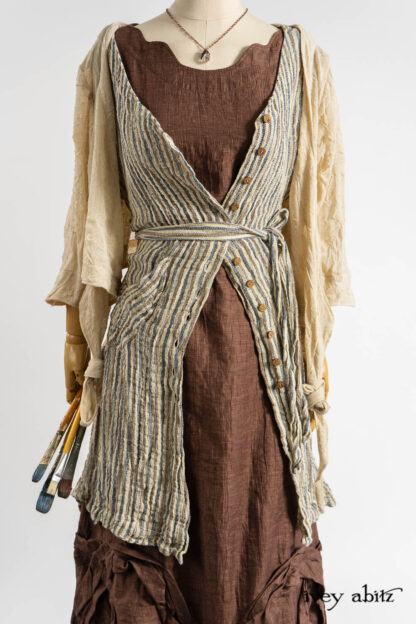 Bartholdi Frock in Realism Crushed Weave; Ellis Frock in Academic and Realism Rustic Stripe; Bartholdi Frock in Realism Crushed Weave; Vallonné Jacket in Baroque Crushed Netted Knit; Hapgood Hat in Realism Crushed Weave; Nouvelle Necklace.