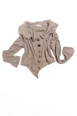 Jem Cardigan in Record Case Accordion Ribbed Knit