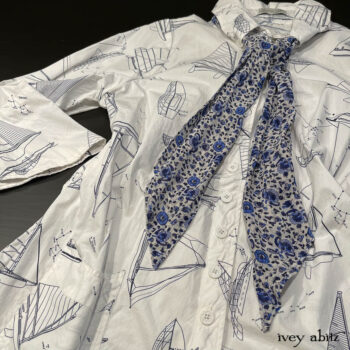 Our sold out National Seashore Floral Silk Chiffon is very pleased when its featured in our Clotaire Sash. Paired with our Highlands Shirt.