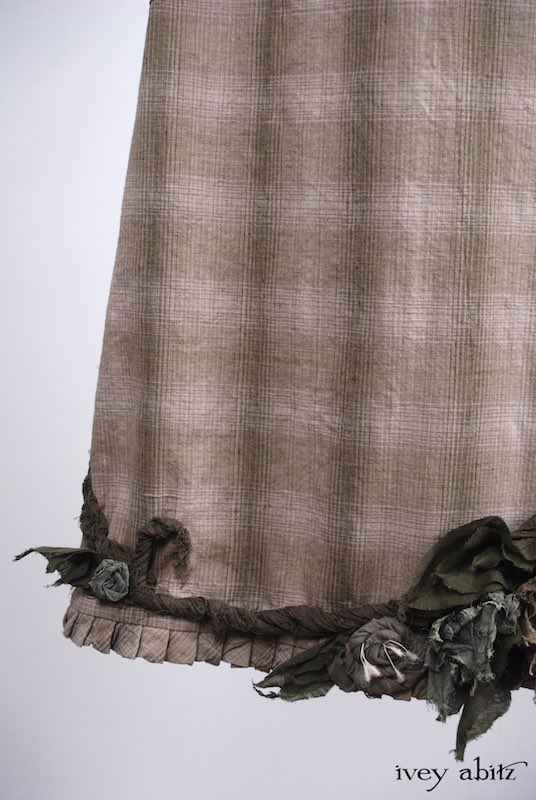 Midsummer Look 16 - Floravinea Frock in Garden Green Washed Plaid Linen; Montmorency Wrap Jacket in Signature Arthurian Green Parchment Cotton Voile by Ivey Abitz