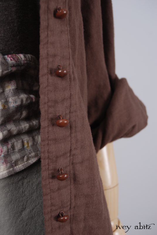 Midsummer Look 22 - Lydia Trousers in Shoreline Stretchy Cotton; Chittister Shirt Jacket in Blushed Double Layered Voile; Fairholme Sash in Earthen Gingham Sprig Cotton Gauze; Cilla Camisole in Flaxseed Featherlight Knit by Ivey Abitz