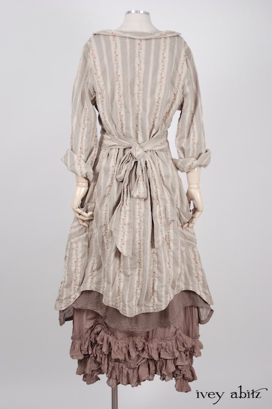 Midsummer Look 5 - Bellingham Frock in Earthen Cotton Voile; Fennefleur Frock in Little Rose Cotton Voile; Bellingham Duster Coat in Little Rose Vine Brocade by Ivey Abitz