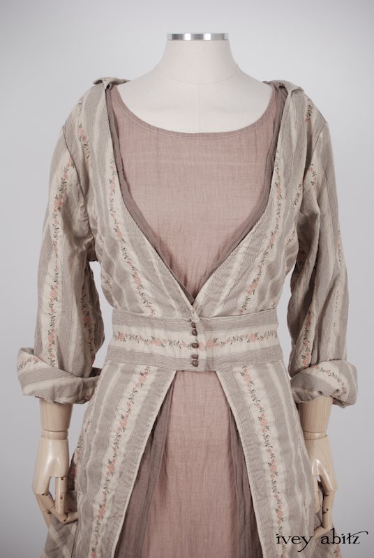 Midsummer Look 5 - Bellingham Frock in Earthen Cotton Voile; Fennefleur Frock in Little Rose Cotton Voile; Bellingham Duster Coat in Little Rose Vine Brocade by Ivey Abitz