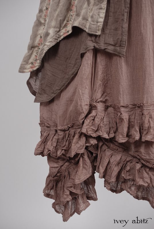 Midsummer Look 5 - Bellingham Frock in Earthen Cotton Voile; Fennefleur Frock in Little Rose Cotton Voile; Bellingham Duster Coat in Little Rose Vine Brocade by Ivey Abitz