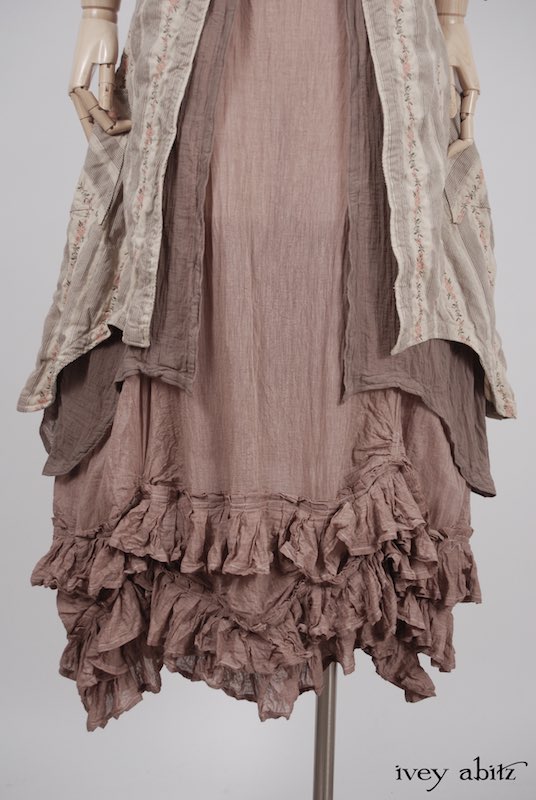 Midsummer Look 5 - Bellingham Frock in Earthen Cotton Voile; Fennefleur Frock in Little Rose Cotton Voile; Bellingham Duster Coat in Little Rose Vine Brocade by Ivey Abitz