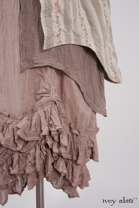 Midsummer Look 5 - Bellingham Frock in Earthen Cotton Voile; Fennefleur Frock in Little Rose Cotton Voile; Bellingham Duster Coat in Little Rose Vine Brocade by Ivey Abitz