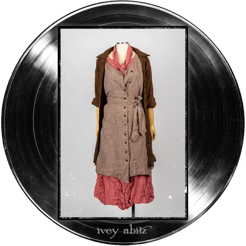 Libert&eacute; Shirt Jacket in Record Case Crinkled Weave; Ellis Frock in Record Case Speaker Weave; Bartholdi Frock in Center Label Speaker Weave; Clotaire Sash in Center Label Speaker Weave.