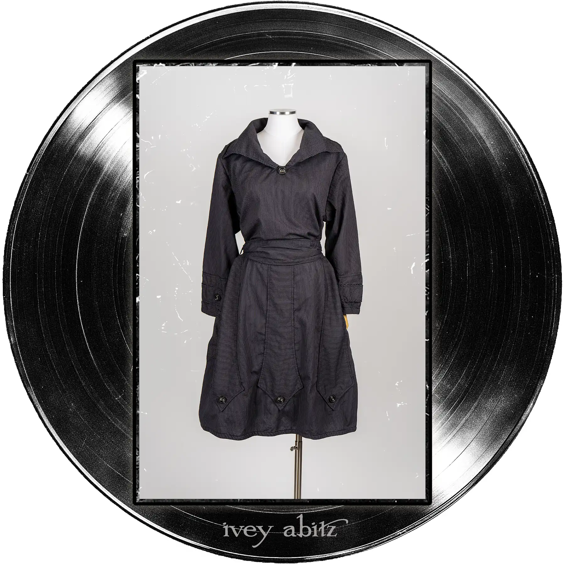 Baedeker Dress in Microphone Raised Stripe Weave.