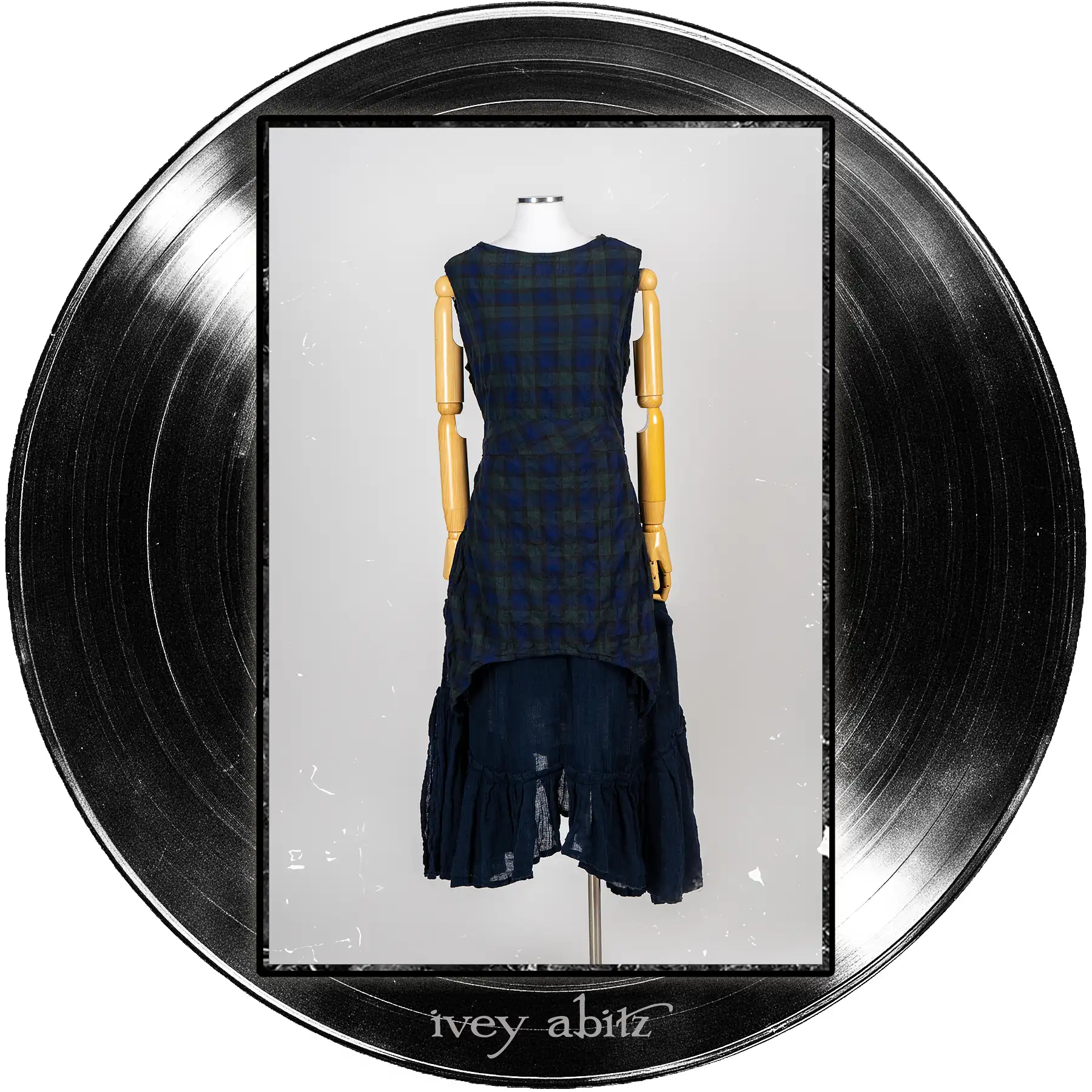 Faudray Overlay in Blue Note Plaid Voile; Pippi Frock in Blue Note Washed Crinkled Weave.