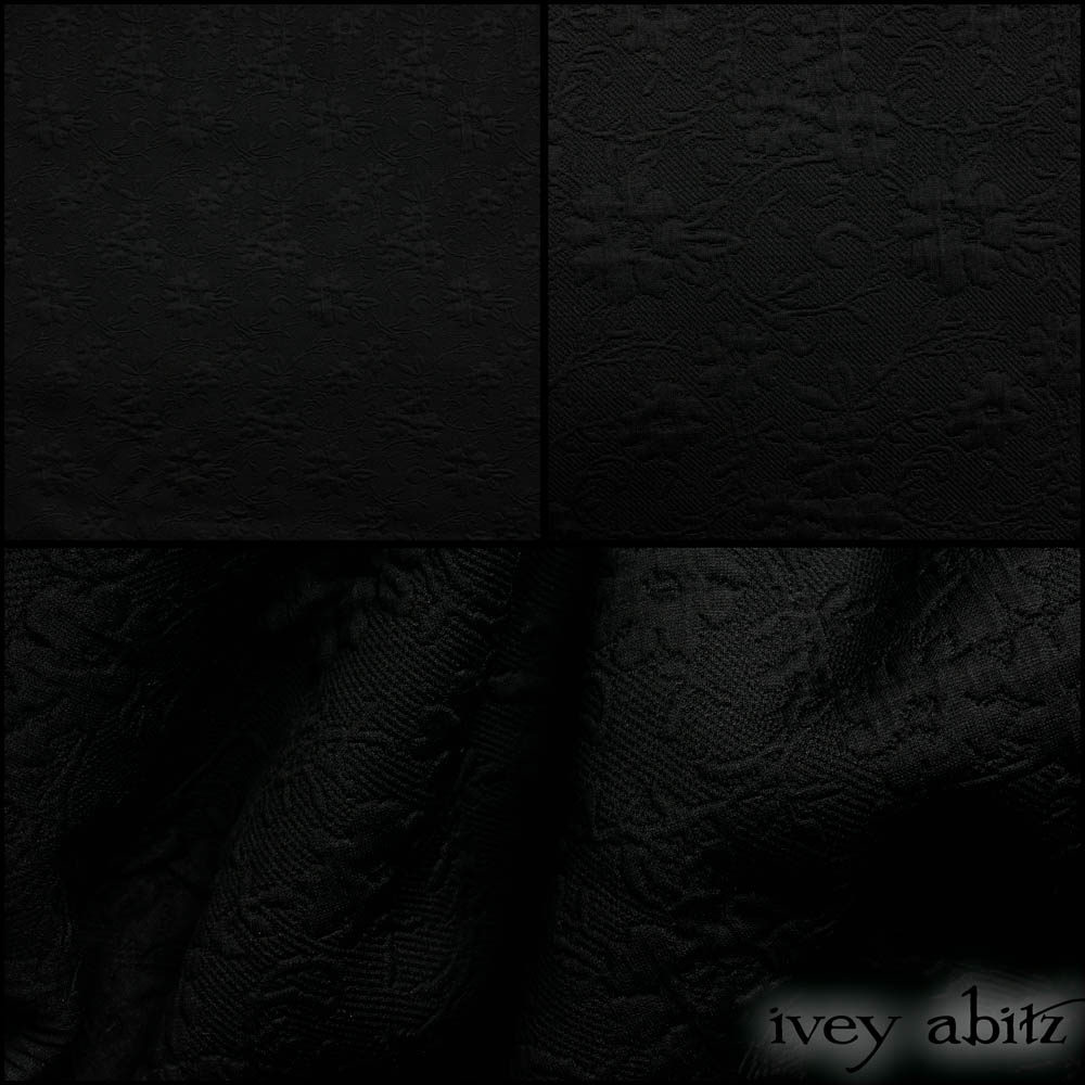 Description: Oh, GOSH. Is this brocade a swooner. It is the kind of weave that just gives and gives. Substantive is the best word for it. Cozy. That is another one. It is a stellar choice for a cozy winter frock. It is also special in a cozy layering coat for the cooler months of the year. Is it just too hot where you live to ever even have a coat? Well, then. It is available in our Solomon Bag so you can still have it in your life, no matter the temperature. Available in our deep Crimson Sky and our wonderfully rich black Mountain. Content: Bamboo weave. Woven in Italy. Three season weave. Care: Simply hand wash or put through machine delicate cycle in cold water with a plant based detergent. We suggest using a natural fabric softener to maintain the softness we have washed into it. Tumble dry on extra-low heat for just a few minutes with our artisan wool dryer balls to keep the relaxed effect that is featured in the Look Book.