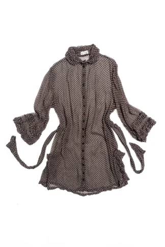 Nan Shirt Jacket in Microphone Dotted Silk Chiffon