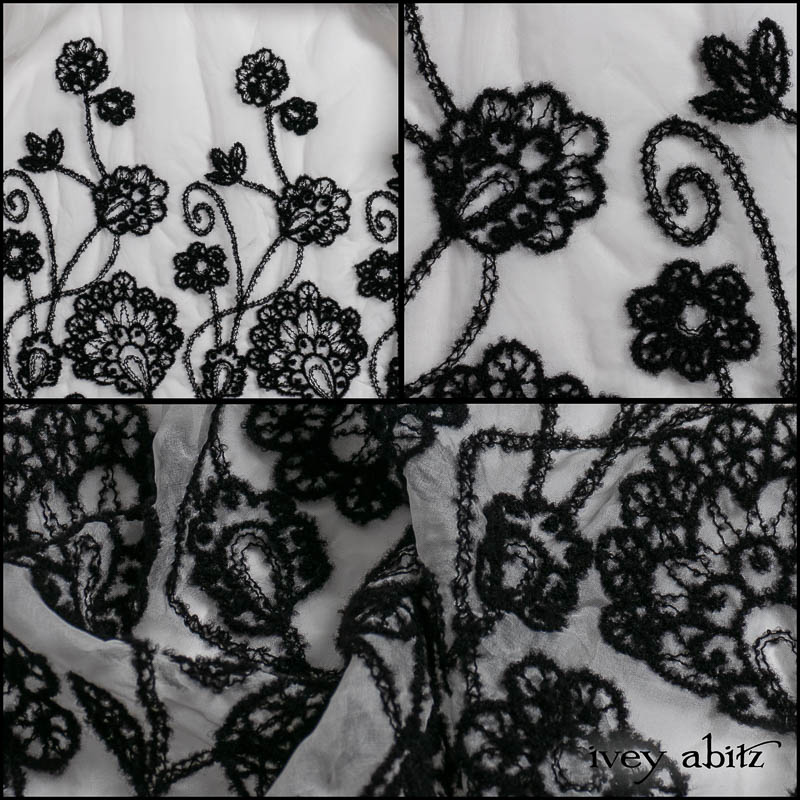 Noir and Blanche Embroidered Silk Organza