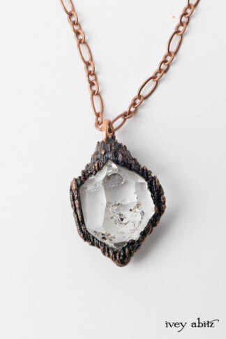 Nouvelle Necklace J220107 - New York mined Herkimer diamond mounted in rustic copper on copper necklace.
