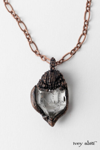 Nouvelle Necklace J220110 - New York mined Herkimer diamond mounted in rustic copper on copper necklace.