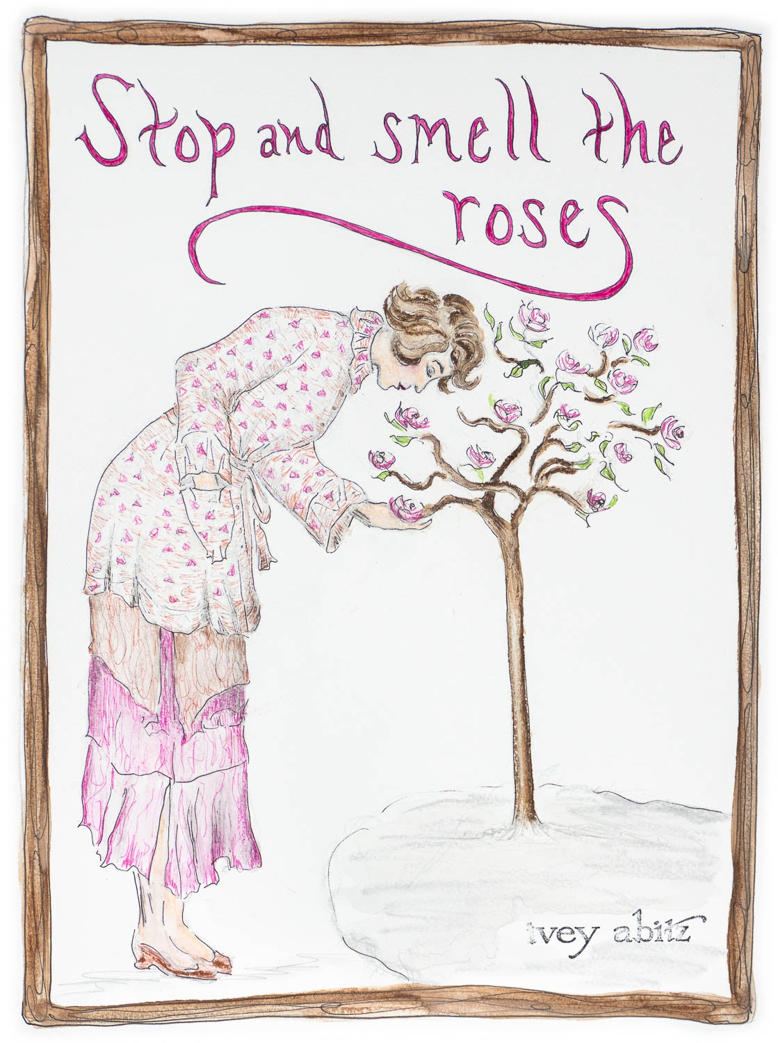 Gabled Shirt Jacket in Morris Rose Silk Chiffon; River Frock in Faux Bois Silk Chiffon; Hudson Frock in Parisienne Rose Washed Voile. Bespoke clothing by Ivey Abitz.