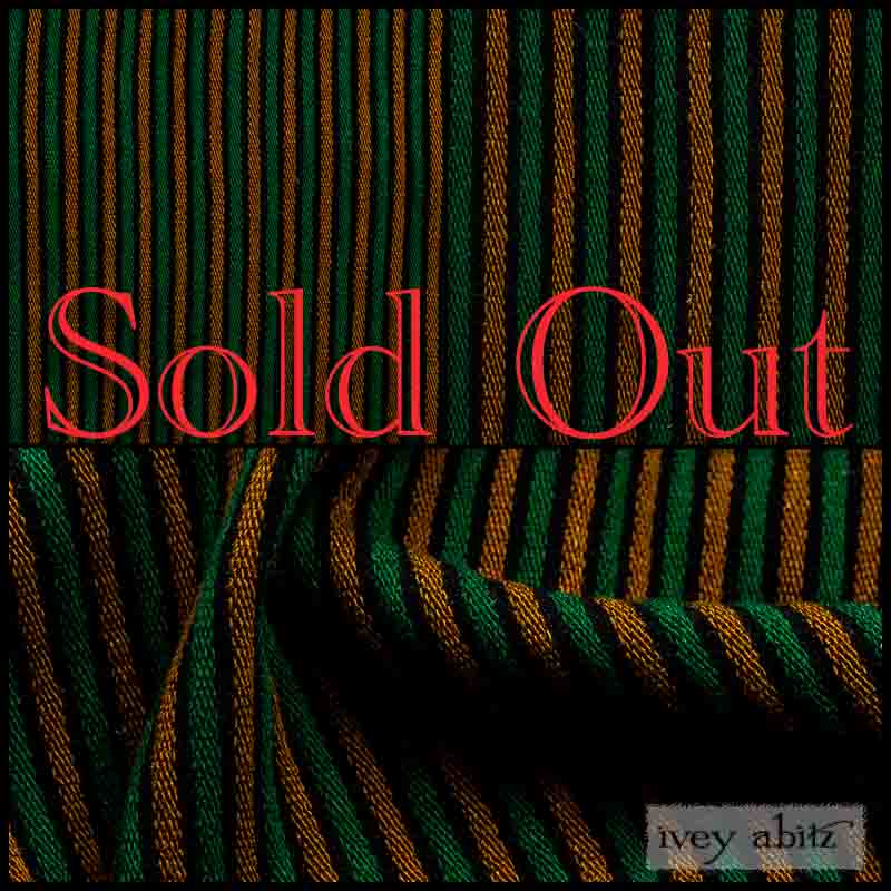 Pine Green and Brass Embroidered Stripe