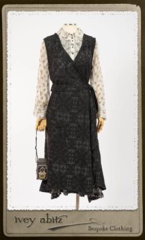 Chomley Frock in Black Embroidered Voile; Truitt Shirt in Black on White Floral Silk Chiffon; Fairholme Frock in Black and White Washed Silk in High Water Length. By Ivey Abitz.