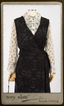 Chomley Frock in Black Embroidered Voile; Truitt Shirt in Black on White Floral Silk Chiffon; Fairholme Frock in Black and White Washed Silk in High Water Length. By Ivey Abitz.