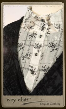 Chomley Frock in Black Embroidered Voile; Truitt Shirt in Black on White Floral Silk Chiffon; Fairholme Frock in Black and White Washed Silk in High Water Length. By Ivey Abitz.