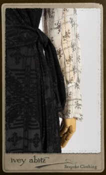 Chomley Frock in Black Embroidered Voile; Truitt Shirt in Black on White Floral Silk Chiffon; Fairholme Frock in Black and White Washed Silk in High Water Length. By Ivey Abitz.
