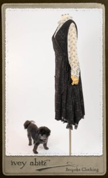 Chomley Frock in Black Embroidered Voile; Truitt Shirt in Black on White Floral Silk Chiffon; Fairholme Frock in Black and White Washed Silk in High Water Length. By Ivey Abitz.