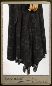 Chomley Frock in Black Embroidered Voile; Truitt Shirt in Black on White Floral Silk Chiffon; Fairholme Frock in Black and White Washed Silk in High Water Length. By Ivey Abitz.