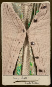 Harrison Shirt Jacket in Picture Book Washed Crinkled Linen; Harrison Frock in Pitcure Book Puckered Stripe Cotton; Blanchefleur Sash in New Day Floral Cotton Voile. By Ivey Abitz.