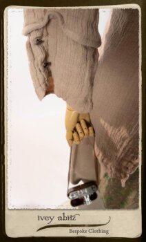 Harrison Shirt Jacket in Picture Book Washed Crinkled Linen; Harrison Frock in Pitcure Book Puckered Stripe Cotton; Blanchefleur Sash in New Day Floral Cotton Voile. By Ivey Abitz.