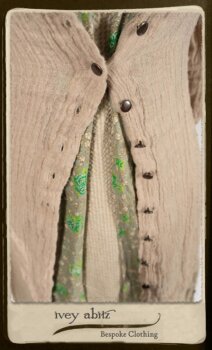 Harrison Shirt Jacket in Picture Book Washed Crinkled Linen; Harrison Frock in Pitcure Book Puckered Stripe Cotton; Blanchefleur Sash in New Day Floral Cotton Voile. By Ivey Abitz.